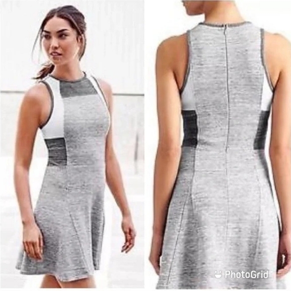 Derek Lam IOC ATHLETA Downtown Grey Skater Dress Stretch Color‎ Block - Picture 1 of 4